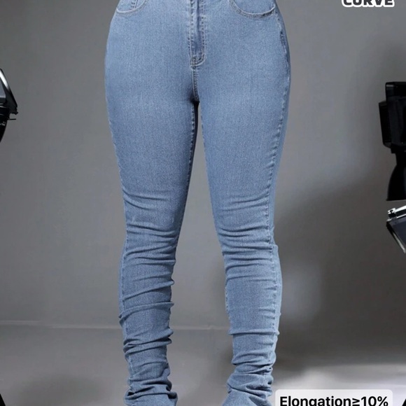 SHEIN ICON Plus Size Simple Daily Matching Skinny Jeans 12(0XL) **VERY LONG - Picture 2 of 4